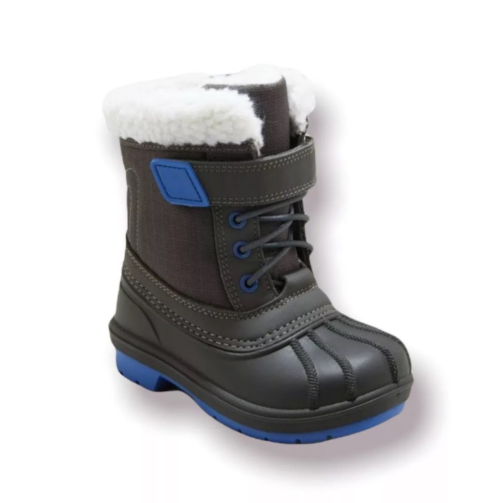 Cat & Jack Boys Toddler Journey Winter Boots Gray Blue Size 12 Mouths